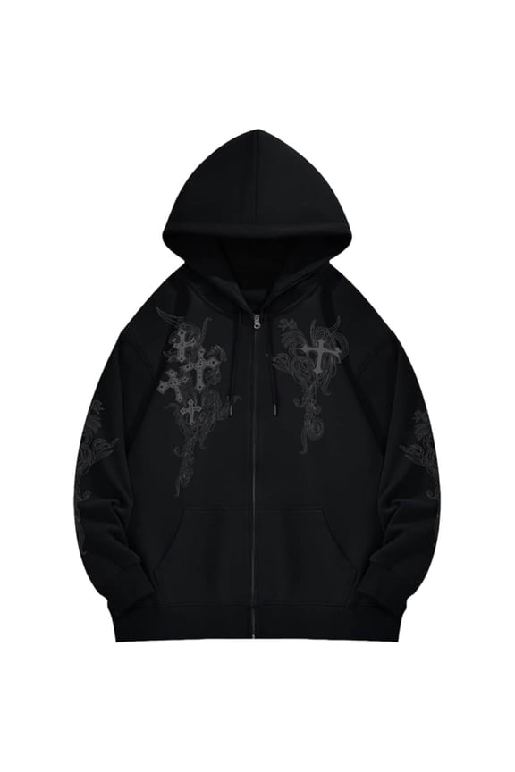 Hoodies for Women Black Women's Cloud Cross Zip Hoodie Casual Comfortable Pullover Jacket Sweatshirt for Women S