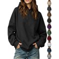 thumbnail image 1 of Hoodies for Women Casual Comfortable Solid Hoodie Loose Long Sleeve Hooded Sweatshirt Blouse, 1 of 9