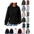 thumbnail image 1 of Hoodies for Women Casual Pullover Waffle Long Sleeve Drawstring Hooded Sweatshirt With Pocket Black L, 1 of 6