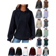 thumbnail image 1 of Hoodies for Women Casual Pullover Waffle Long Sleeve Drawstring Hooded Sweatshirt With Pocket Navy Xxl, 1 of 6