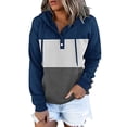thumbnail image 1 of Hoodies for Women Clor Block Basic Womens Hoodies Tops Button Collar Drawstring Hoodies Pullover Sweatshirt Alsol Lamesa, 1 of 3