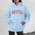 thumbnail image 1 of Hoodies for Women Crewneck Loose Fit Holiday Tops Boston Print Long Sleeve Fall Basic Sweatshirts, 1 of 4