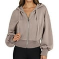 thumbnail image 1 of Hoodies for Women Cropped Fitted Seamless Y2K Style A Short Long Sleeved Hooded Sweatshirt With High Pockets And Full Zippers For Women, 1 of 5