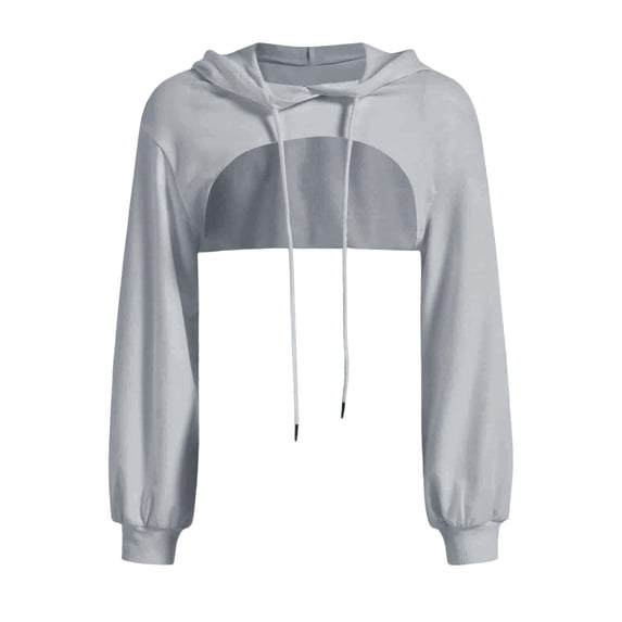 Hoodies for Women Cropped Relaxed Pullover Hoodie Long Sleeve Womens Hooded Sweatshirt