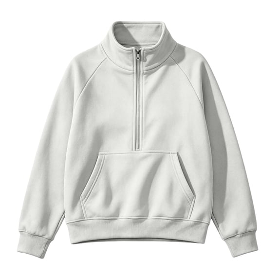 Hoodies for Women Cropped Stand Collar Half Zip Fleece Sweatshirt Sleeve Loose Pullover Jacket for Autumn Winter Casual Long Sleeve Top