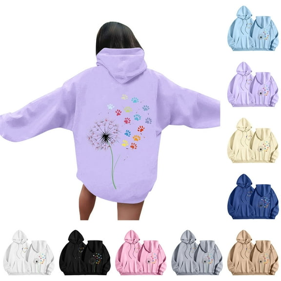 Hoodies for Women Cute Hoodies Y2k Floral Graphic Oversized Sweatshirt Long Sleeve Aesthetic Preppy Clothes 2XL