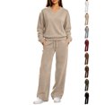 thumbnail image 1 of Hoodies for Women Dqueduo Women's Casual Loose V-Neck Long Sleeve Pullover Top And High Waist Wide Leg Pants Tracksuit Set, Sizes S-XXL, 1 of 9