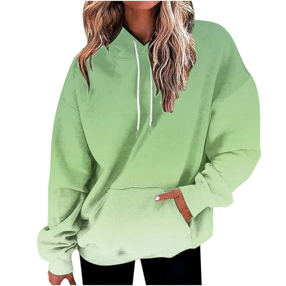 Hoodies for Women Fall Trendy Gradient Color Drawstring Pullover Tops Casual Loose Fashion Comfy Soft Sweatshirts S-2XL
