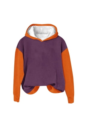Hoodies for Women Fall Winter Color Patchwork Sweatshirt Pullover Long Sleeve Casual Tops
