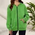 thumbnail image 1 of Hoodies for Women Fashion Hoodies & Sweatshirts Pocket Long Sleeve Hooded Threaded Sweater Ladies Zipper Top Green XL, 1 of 1