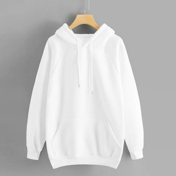 Hoodies for Women Fashion Hoodies & Sweatshirts Sweatshirt Color Pullover Casual Hooded Sleeve Pocket Women's Long Solid Women's Coat White XXL