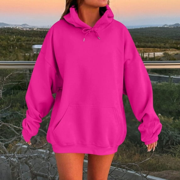 Hoodies for Women Fashion Hoodies & Sweatshirts Womens Oversized Winter Cotton Sweatshirts Pullover 2024 Fashion Tops Trendy Outfits Pink M