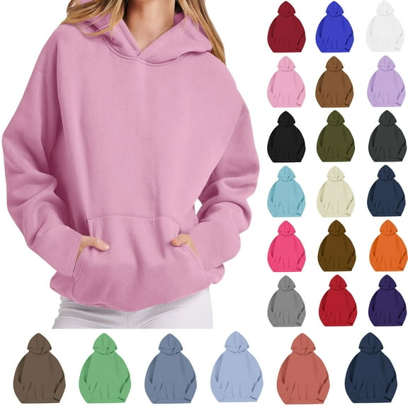 Hoodies for Women Fleece Hooded Sweatshirts Oversized Pullover Long Sleeve Ladies Tops with Pocket