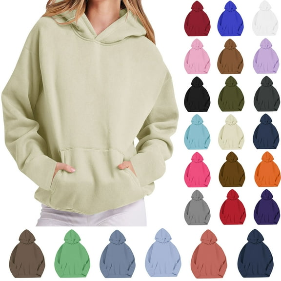 Hoodies for Women Fleece Hooded Sweatshirts Oversized Pullover Long Sleeve Ladies Tops with Pocket