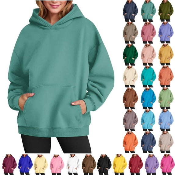 Hoodies for Women Fleece Oversized Hoodies Casual Long Sleeve Fleece Sweatshirts Pullover Sweaters Teen Girls Clothes with Pocket