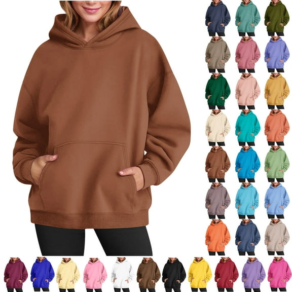 Hoodies for Women Fleece Oversized Hoodies Casual Long Sleeve Fleece Sweatshirts Pullover Sweaters Teen Girls Clothes with Pocket
