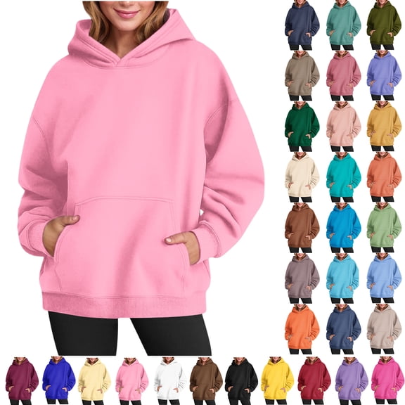 Hoodies for Women Fleece Oversized Hoodies Casual Long Sleeve Fleece Sweatshirts Pullover Sweaters Teen Girls Clothes with Pocket