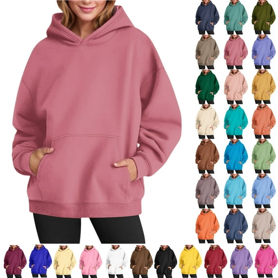Hoodies for Women Fleece Oversized Hoodies Casual Long Sleeve Fleece Sweatshirts Pullover Sweaters Teen Girls Clothes with Pocket