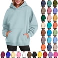 thumbnail image 1 of Hoodies for Women Fleece Oversized Hoodies Casual Long Sleeve Fleece Sweatshirts Pullover Sweaters Teen Girls Clothes with Pocket, 1 of 8