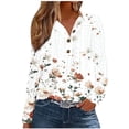 thumbnail image 1 of Hoodies for Women Floral Blouse Autumn Outfit Casual Long Sleeve Hooded Thin Sweatshits with Half Button Neck L, 1 of 5