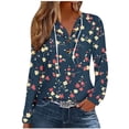 thumbnail image 1 of Hoodies for Women Floral Blouse Autumn Outfit Casual Long Sleeve Hooded Thin Sweatshits with Half Button Neck XL, 1 of 5
