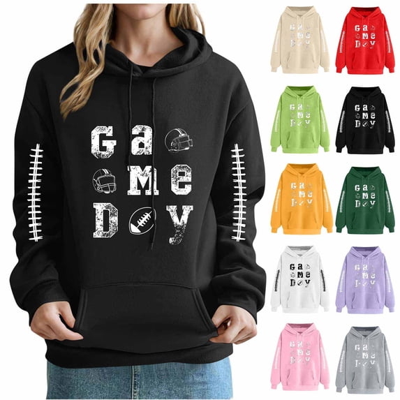 Hoodies for Women Football Graphic Hoodies Cute Print Hoodie Loose Hoodies Long Sleeve Pocket Pullover M