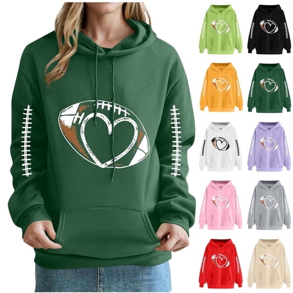 Hoodies for Women Football Graphic Hoodies Cute Print Hoodie Loose Hoodies Long Sleeve Pocket Pullover S