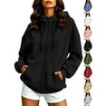 thumbnail image 1 of Hoodies for Women Full-Zip Oversized Spring FallCasual Long Sleeve Oversized Hooded Sweatshirts Hoodie Jackets With Pockets, 1 of 9
