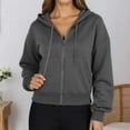 thumbnail image 1 of Hoodies for Women Full Zip Up Cropped Sweatshirts Jackets Gym Tops Winter Outfits (Grey S), 1 of 6