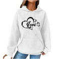 thumbnail image 1 of Hoodies for Women Graphic Heart Print Cute Long Sleeve Waffle Drawstring Pullover Spring Fall Sweatshirts with Pockets(White,M), 1 of 5