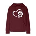 thumbnail image 1 of Hoodies for Women Graphic Heart Print Cute Long Sleeve Waffle Drawstring Pullover Spring Fall Sweatshirts with Pockets(Wine,XXXL), 1 of 5