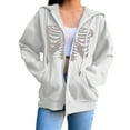 thumbnail image 1 of Hoodies for Women Halloween Skeleton Print Hoodies Jackets Zip Up Casual Cardigan Hoodies Alsol Lamesa, 1 of 3