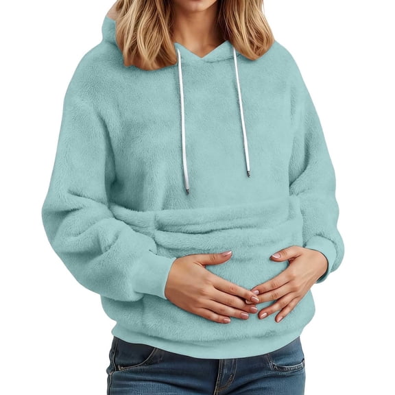 Hoodies for Women Hoodie Oversized Flannel Solid Hoodies Pullover Loose Casual Hoodies Hemlock