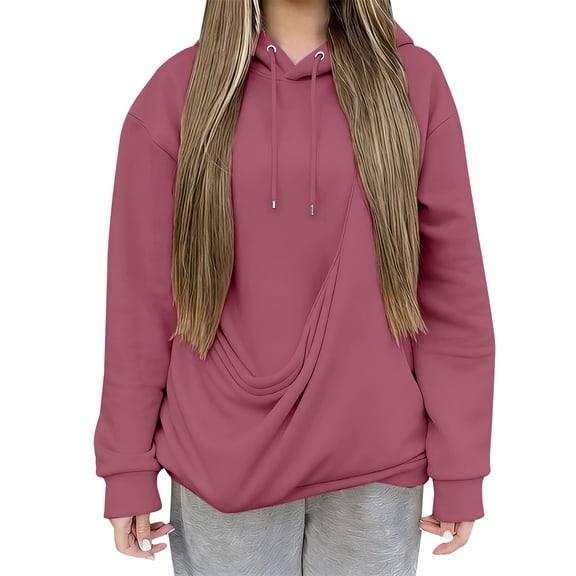 Hoodies for Women Hoodie Oversized Solid Pocket Sweatshirts Pullover Loose Casual Sweatshirts Hemlock
