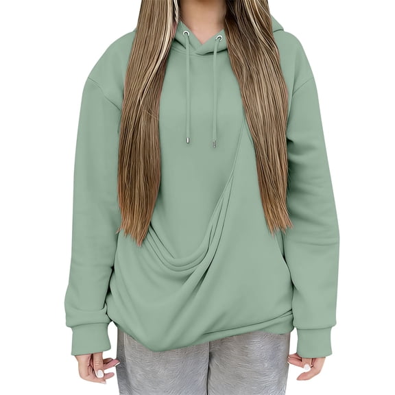 Hoodies for Women Hoodie Oversized Solid Pocket Sweatshirts Pullover Loose Casual Sweatshirts Hemlock