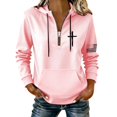 thumbnail image 1 of Hoodies for Women Hoodie Retro Sweatshirt Zip Up American Flag Long Sleeves Sweatshirt Tops Hemlock, 1 of 4