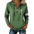thumbnail image 1 of Hoodies for Women Hoodie Retro Sweatshirt Zip Up American Flag Long Sleeves Sweatshirt Tops Hemlock, 1 of 4