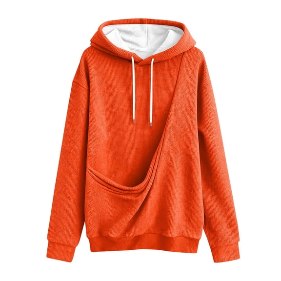 Hoodies for Women Hoodie Solid Long Sleeve Hooded Strap Baby Bag Small Hooded Sweatshirt Hemlock