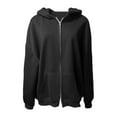 thumbnail image 1 of Hoodies for Women,Hoodie Sweatshirt Womens Solid Color Zipper Super Large Heavy Retro Hooded Comfortable Top Hoodie,Sweatshirt for Women,Black,L, 1 of 3