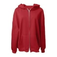 thumbnail image 1 of Hoodies for Women,Hoodie Sweatshirt Womens Solid Color Zipper Super Large Heavy Retro Hooded Comfortable Top Hoodie,Sweatshirt for Women,RD2,M, 1 of 3