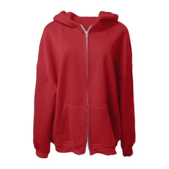 Hoodies for Women,Hoodie Sweatshirt Womens Solid Color Zipper Super Large Heavy Retro Hooded Comfortable Top Hoodie,Sweatshirt for Women,RD2,M