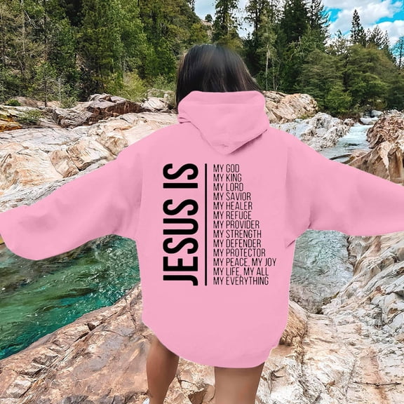Hoodies for Women Jesus Loves You Hoodie Graphic Letter Print Sweatshirt Oversized Womens Pullover Fall Basics Women's Fashion Hoodies & Sweatshirts
