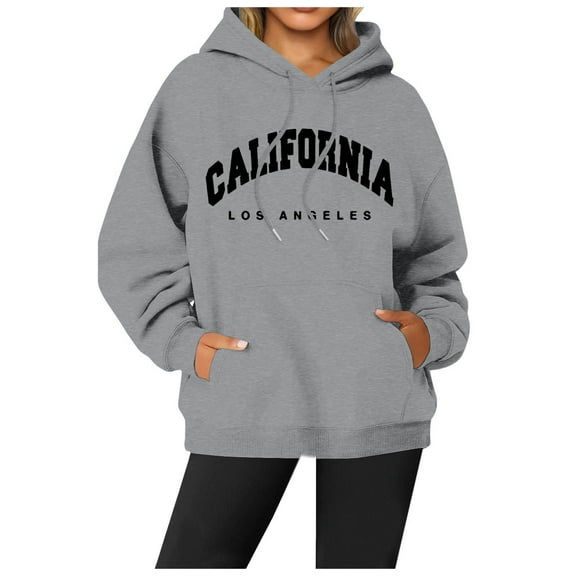 Hoodies for Women Long Sleeve Hoodie Pullover Hoodie Baggy Hoodies Dark Gray Womens Sweatshirt Cute Winter Outfits for Women Young Women's Wear