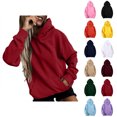 thumbnail image 1 of Hoodies for Women Long Sleeve Pullover with Pockets Hooded Sweatshirt Casual Loose Fit Sweatshirts Red Hoodies Woman Size S-5XL, 1 of 5