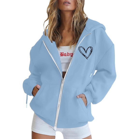 Hoodies for Women Long Sleeve Womens Zipper Hoodie Soft Hoodie Sweatshirts Women Winter Tops Casual Wear