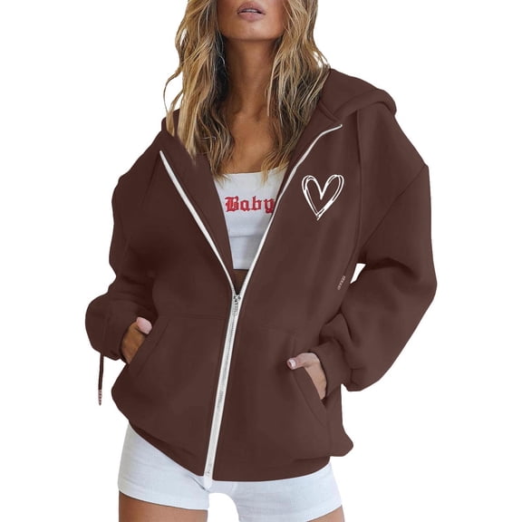 Hoodies for Women Long Sleeve Zip Up Hoodies Cute Hoodies Sweatshirts for Women Women's Fall Jacket Preppy Clothes Teen Girl
