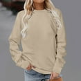 thumbnail image 1 of Hoodies for Women Long Sleeves Casual Shirts Color Round Neck Sweatshirt Crewneck Pullover Tunic Tops Fall Winter Outfits Clothes,Beige,2XL, 1 of 6