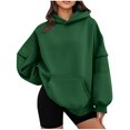 thumbnail image 1 of Hoodies for Women Loose Long-Sleeved Color Sweater with Pockets 2025 Winter Clothes Army Green 2XL, 1 of 7