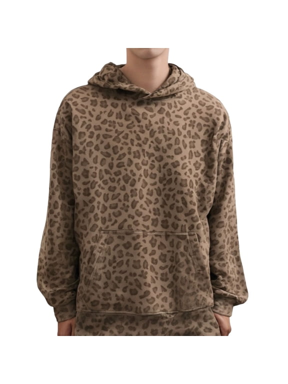 Hoodies for Women Loose Spring Crewneck Fashion Sweatshirts Leopard Print Long Sleeve Fall Casual Top