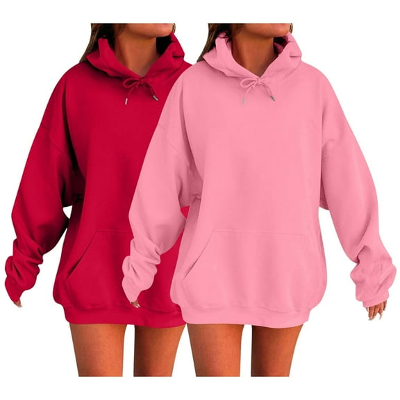 Hoodies for Women & Men Men's And Women's Fashionable Casual Solid Color Autumn And Winter Long Sleeved Sweatshirt With Pockets 2pc